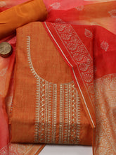 Neck Embroidery Chanderi Unstitched Suit Piece With Dupatta